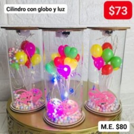 Cilindro con globo y luz