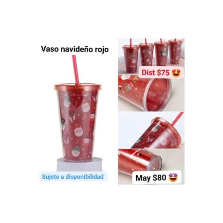 Vaso navideño rojo